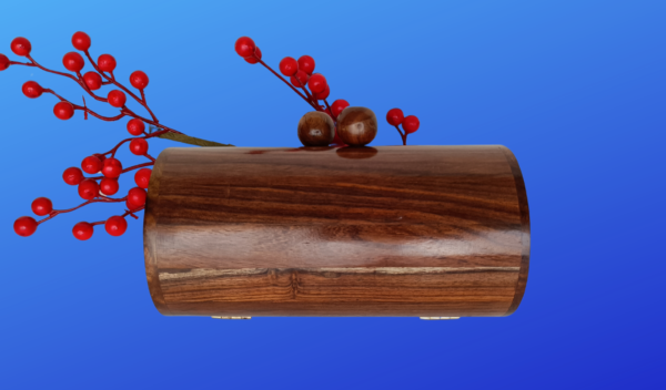 Tube clutch, handmade from walnut wood, stylish accessory for evening wear, gift for her