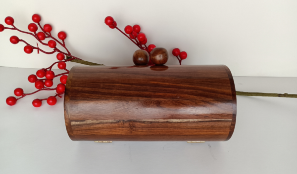 Tube clutch, handmade from walnut wood, stylish accessory for evening wear, gift for her