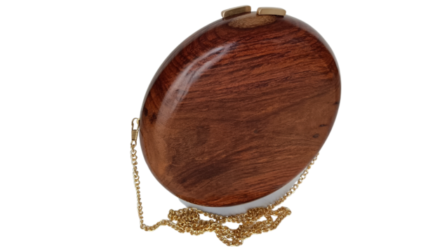 Wooden tablet clutch, handmade from walnut wood, a stylish accessory for an evening outfit, design 2024.