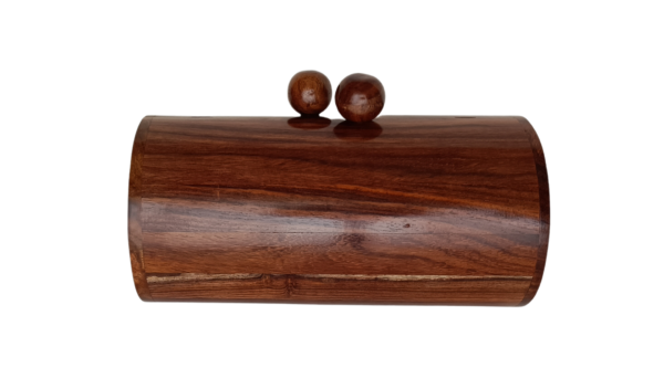 Tube clutch, handmade from walnut wood, stylish accessory for evening wear, gift for her