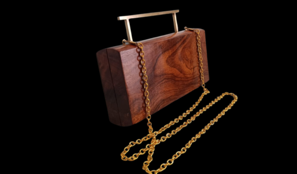 Wooden Brown clutch, handbag completely handmade. An anniversary or birthday gift for her, design 2024.