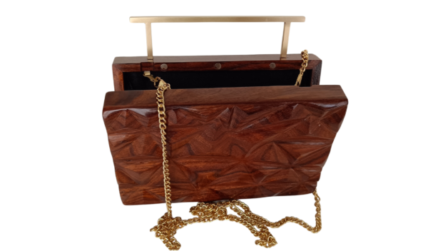 Clutch with 3D wood carvings, completely handmade. A stylish holiday gift for a fashionable girl, mother, wife.