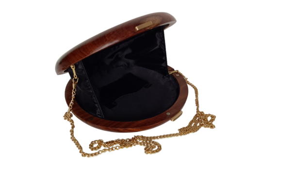 Wooden tablet clutch, handmade from walnut wood, a stylish accessory for an evening outfit, design 2024.